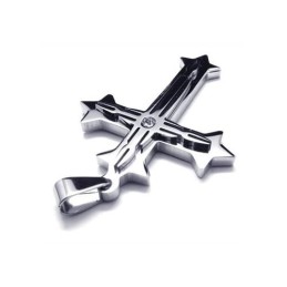 Collar Con Colgante De Cruz De Titanio Puro Y Plata Para Hombre (Nuevo)
