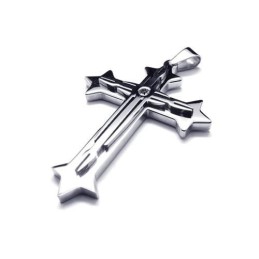 Collar Con Colgante De Cruz De Titanio Puro Y Plata Para Hombre (Nuevo)