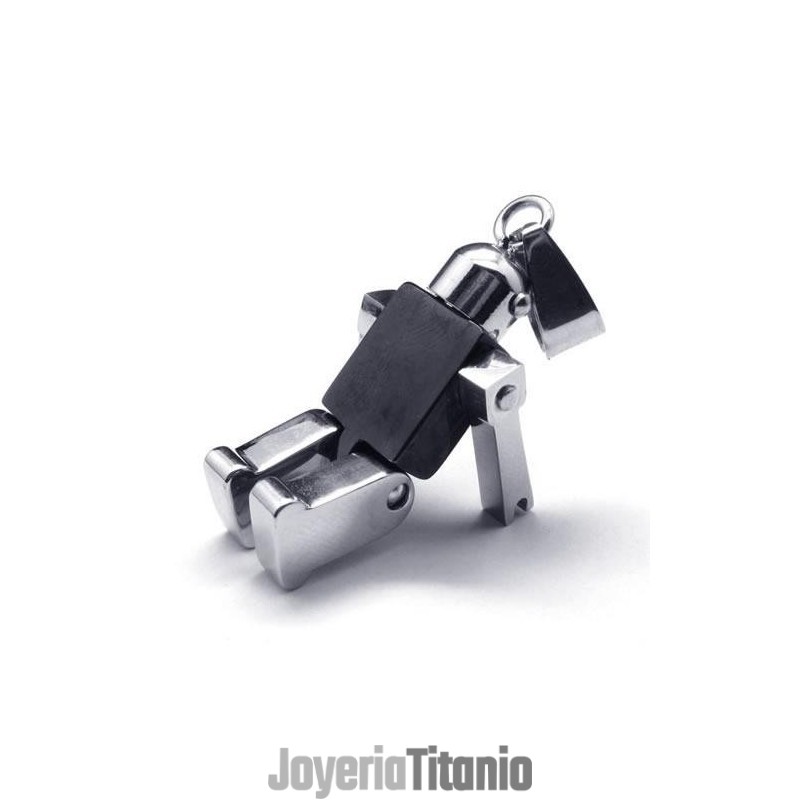 Collar Con Colgante De Robot De Titanio Puro Y Plata Negra Para Hombre Collar Con Colgante De Robot De Titanio Puro Y Plata Negra Para Hombre
