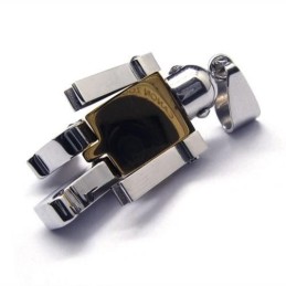 Collar Con Colgante De Robot De Titanio Puro Dorado Para Hombre (Nuevo)
