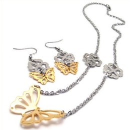 Conjunto De Joyería De Titanio De Alta Calidad Con Un Brillo De Color Finamente Procesado Que Incluye Collar, Colgante Y Aretes.