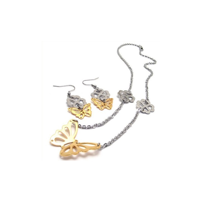 Conjunto De Joyería De Titanio De Alta Calidad Con Un Brillo De Color Finamente Procesado Que Incluye Collar, Colgante Y Aretes.