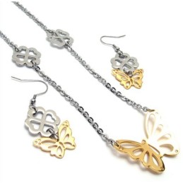 Conjunto De Joyería De Titanio De Alta Calidad Con Un Brillo De Color Finamente Procesado Que Incluye Collar, Colgante Y Aretes.