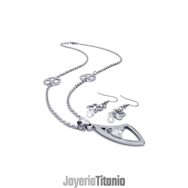 Conjunto De Joyería De Titanio De Alta Calidad Con Diseño Atractivo Y Brillo De Color Que Incluye Collar, Colgante Y Pendientes.