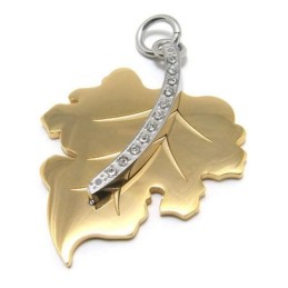 Collar Con Colgante De Hoja De Arce De Titanio Puro Dorado Para Hombre