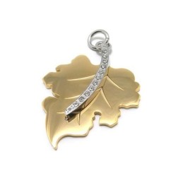 Collar Con Colgante De Hoja De Arce De Titanio Puro Dorado Para Hombre