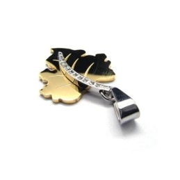 Collar Con Colgante De Hoja De Arce De Titanio Puro Dorado Para Hombre