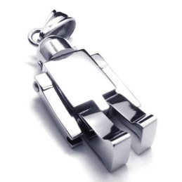Collar Con Colgante De Robot De Titanio Puro Y Plata Para Hombre (Nuevo)