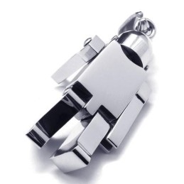Collar Con Colgante De Robot De Titanio Puro Y Plata Para Hombre (Nuevo)