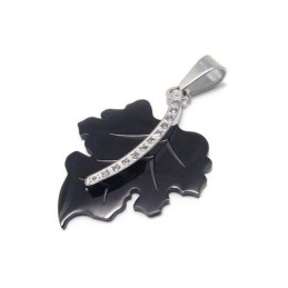 Collar Con Colgante De Hoja De Arce De Titanio Puro Negro