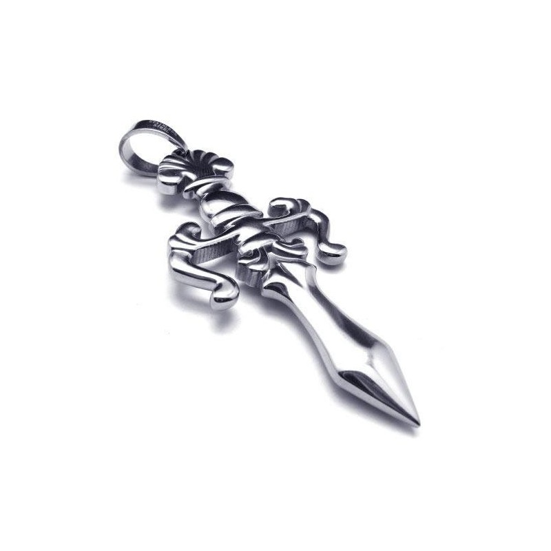 Collar Con Colgante De Espada Y Cruz De Titanio Puro Y Plata Para Hombre Collar Con Colgante De Espada Y Cruz De Titanio Puro Y Plata Para Hombre