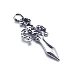 Collar Con Colgante De Espada Y Cruz De Titanio Puro Y Plata Para Hombre