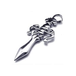 Collar Con Colgante De Espada Y Cruz De Titanio Puro Y Plata Para Hombre