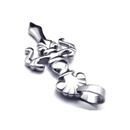 Collar Con Colgante De Espada Y Cruz De Titanio Puro Y Plata Para Hombre