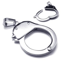 Collar Con Colgante De Esposas De Titanio Puro Y Plata Para Hombre