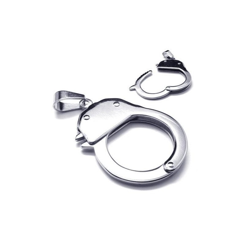 Collar Con Colgante De Esposas De Titanio Puro Y Plata Para Hombre