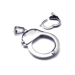 Collar Con Colgante De Esposas De Titanio Puro Y Plata Para Hombre