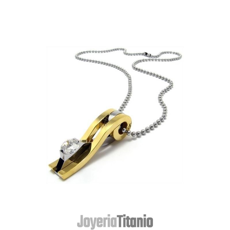 Collar Con Colgante De Titanio Puro Dorado Para Hombre (Nuevo)