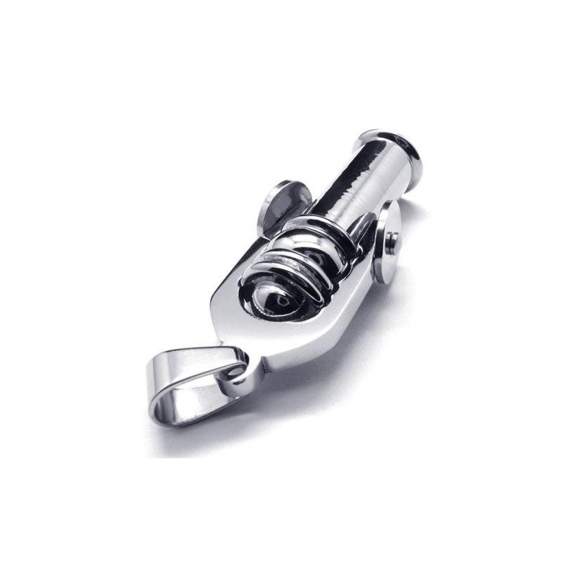 Collar Con Colgante De Cañón De Titanio Puro Y Plata Para Hombre (Nuevo)