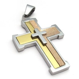 Colgante De Cruz De Titanio Con Un Diseño Moderno Y Colores Brillantes Que Recibe Elogios De Los Clientes.