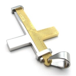 Colgante De Cruz De Titanio Con Un Diseño Moderno Y Un Color Brillante Que Le Da Una Larga Reputación.