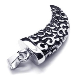Collar Con Colgante De Lanza De Titanio Puro Y Plata Negra Para Hombre