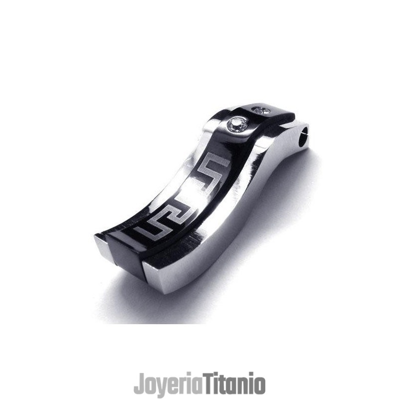 Collar Con Colgante De Titanio Puro En Plata Negra Para Hombre (Nuevo)