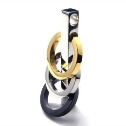 Collar Con Colgante De Tres Anillos De Titanio Puro Para Hombre @